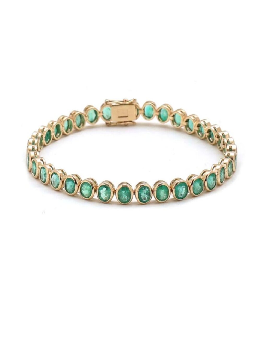 Brilliant Green 14 (18K Custom) Oval Emerald & Yellow Gold Bracelet